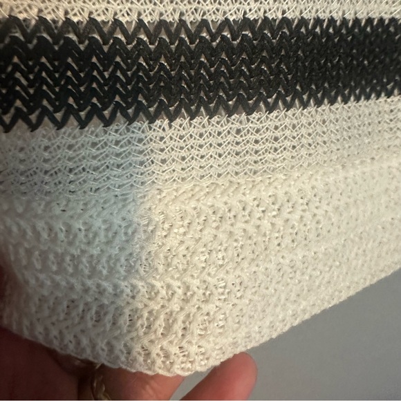 Lioness Black and White Striped V-Neck Sweater - Picture 9 of 13